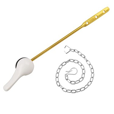 Jwodo Toilet Handle Replacement Kit Universal Tank Flush Lever Handle with Stainless Steel Flapper Chains for Most Front Mount Toilets White Finish Toilet Flush Handle
