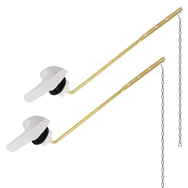 Hygie Rinse Universal Metal Front Mount Toilet Handle Replacement Kit Compatible with Kohler Toilet Tank Parts 2Pack Toilet Flush Lever Handle with Flapper Chains White