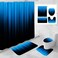 Litabel 4 Pcs Blue and Black Gradient Shower Curtain Set with Rugs and Toilet Lid Cover Modern Simple Waterproof Fabric Bathroom Set Ombre Stripe Gothic Abstract Bathroom Decor Set Accessories