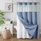 Colorful Star No Hook Shower Curtain with Snap in Fabric Liner Waffle Weave Heavy Duty Thick Shower Curtains with Mesh Top Window Hotel Style Waterproof Bathroom Curtain Set 72 x 75 Inch Moonlight Blu