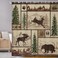 Torich Rustic Cabin Shower Curtain for Bathroom Forest Bear Deer Wildlife Country Bath Curtains Hunting Camping Waterproof Fabric Bathroom Accessories Set69x72 inch with Hooks