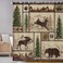 Torich Rustic Cabin Shower Curtain for Bathroom Forest Bear Deer Wildlife Country Bath Curtains Hunting Camping Waterproof Fabric Bathroom Accessories Set69x72 inch with Hooks