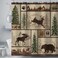 Torich Rustic Cabin Shower Curtain for Bathroom Forest Bear Deer Wildlife Country Bath Curtains Hunting Camping Waterproof Fabric Bathroom Accessories Set69x72 inch with Hooks
