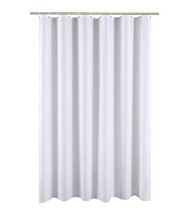 SÂ·Lattye SLattye 72 x 78 Washable Shower Curtain Liner Bathroom Waterproof Fabric Cloth Polyester Best Hotel Quality Friendly with Curved Plastic Hooks Set Long Pure White