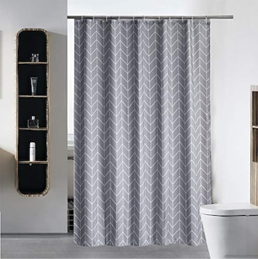 SÂ·Lattye SLattye Bathroom Shower Curtain or Liner Waterproof Fabric Washable Polyester Hotel Quality Friendly Stripe Heavy Duty with White Plastic Hooks 72 x 72 Standard Gray Arrow