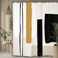 Yookeb Abstract Geometric Neutral Bathroom Shower Curtain Black Beige Painting Minimalist Modern Tan Contemporary Striped 60W by 71H Inch Polyester Fabric 12 Plastic Hooks Waterproof Decor