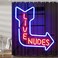 DYNH Unique Funny Shower Curtain for Bathroom Fun Neon Signs Live Nudes Fabric Shower Curtains Set Cool Design Restroom Decor Accessories Hooks Included 72X72inches