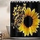 GCIREC Sunflower Shower Curtain Black and Yellow Sunflower Butterfly Bathroom Curtains Rustic Shower Curtains for Bathtub Decor Machine Washable Waterproof Fabric with 12 Plastic Hooks