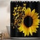 GCIREC Sunflower Shower Curtain Black and Yellow Sunflower Butterfly Bathroom Curtains Rustic Shower Curtains for Bathtub Decor Machine Washable Waterproof Fabric with 12 Plastic Hooks
