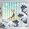 CutebriCase Funny Cat Shower Curtain Surfer Cat Shower Curtain Battle Blue Ocean Great Wave for Bathroom with 12 Hooks Polyester Fabric Summer Shower Curtains Set Waterproof Kids Bath ShowerCurtain De