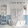 River Dream Long No Hook Slub Textured Shower Curtain with Snapin PEVA Liner Set 71 x 7775 Hotel Style with See Through Top Window Grey Fabric Curtain Waterproof Liner Gray 71x77