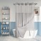 River Dream Long No Hook Slub Textured Shower Curtain with Snapin PEVA Liner Set 71 x 7775 Hotel Style with See Through Top Window Grey Fabric Curtain Waterproof Liner Gray 71x77
