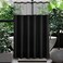 Gibelle Long Shower Curtain 72 x 78 Waffle Weave Fabric Shower Curtain with Mesh Top Window and Hooks Set Hotel Style Bathroom Design Black