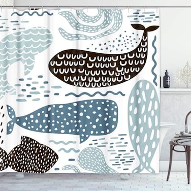 Emvency Shower Curtain Nautical Sea Animal Kids Fur Seal Whale Octopus Fish Childish Waterproof Polyester Fabric 72 x 72 inches Set with Hooks