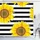 Emvency Shower Curtain Bright Sunflowers Striped Black and White Pattern Yellow Sun Flowers Print Home Decor Waterproof Polyester Fabric 72 x 72 inches Set with Hooks