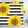 Emvency Shower Curtain Bright Sunflowers Striped Black and White Pattern Yellow Sun Flowers Print Home Decor Waterproof Polyester Fabric 72 x 72 inches Set with Hooks