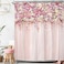 Riyidecor Pink Bridal Floral Shower Curtain for Bathroom 72Wx72H Inch Flower Rose Pattern Bath Set for Woman Girl Spring Nature Bathtub Accessories Fabric Panel Waterproof Plastic 12 Pack Hooks