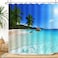 ZXMBF Ocean Beach Shower Curtain Blue Sky Sea Tropical Palm Trees Seaside Landscape Bath Curtain Waterproof Fabric Bathroom Dcor 72x72 Inch Plastic Hooks 12PCS Ocean Green