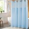 River Dream Sky Blue Fabric Shower Curtain Set Cotton Blend Waffle Weave with Snap in Replacement Liner71 x 74 inches