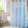 River Dream Sky Blue Fabric Shower Curtain Set Cotton Blend Waffle Weave with Snap in Replacement Liner71 x 74 inches