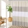 MORNITE Stall Shower Curtain Tan for Bathroom Gold Brown White Neutral Stripes Cloth Fabric Set with 6 Hooks 36 W72 H Inch