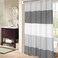 MORNITE Mens Stall Shower Curtain for Bath Neutral Black and Grey Striped Pattern Polyester Fabric Cloth 6 Hooks 36 W72 H Inch