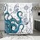 DESIHOM Blue Nautical Octopus Shower Curtain Set Funny Ocean Kraken Shower Curtains for Bathroom Beach Coastal Pirate Map Decor Polyester Fabric62 x 72