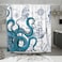DESIHOM Blue Nautical Octopus Shower Curtain Set Funny Ocean Kraken Shower Curtains for Bathroom Beach Coastal Pirate Map Decor Polyester Fabric62 x 72