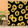 LIVILAN Black Sunflower Shower Curtain Floral Bathroom Curtains 72W x 72H