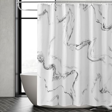 Gibelle Marble Shower Curtain Grey and White Fabric Shower Curtain Abstract Modern Marble Bathroom Accessories Decor Set Machine Washable 72 x 72