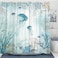 Neasow Nautical Shower Curtain Teal Jellyfish Beach Shell Sea Life Shower Curtains with 12 Hooks Coral Bathroom Curtain 7272
