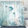 Neasow Nautical Shower Curtain Teal Jellyfish Beach Shell Sea Life Shower Curtains with 12 Hooks Coral Bathroom Curtain 7272