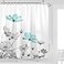 Kikiry Teal Gray Floral Shower Curtain 72W x 72L Daisy Elegant Flower Grey Cute Wildflower Botanical Bathroom Curtains Accessories Polyester Fabric 12 Pack Hooks
