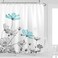 Kikiry Teal Gray Floral Shower Curtain 72W x 72L Daisy Elegant Flower Grey Cute Wildflower Botanical Bathroom Curtains Accessories Polyester Fabric 12 Pack Hooks