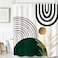 KOMLLEX Abstract Boho Shower Curtain for Bathroom Decor 60Wx72H Green Shower Curtain Leaves Tropical Mid Century Simple Minimalist Fancy Chic Modern Neutral Fabric Waterproof Polyester 12 Pack Hooks