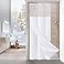 MitoVilla White Small Stall Shower Curtain 36 x 72 Narrow Half Size Waffle Weave Fabric Shower Curtain Set with WaterRepellent Snapin Liner for Modern Neutral Hotel Bathroom Decor