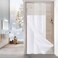 MitoVilla White Small Stall Shower Curtain 36 x 72 Narrow Half Size Waffle Weave Fabric Shower Curtain Set with WaterRepellent Snapin Liner for Modern Neutral Hotel Bathroom Decor
