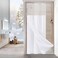 MitoVilla White Small Stall Shower Curtain 36 x 72 Narrow Half Size Waffle Weave Fabric Shower Curtain Set with WaterRepellent Snapin Liner for Modern Neutral Hotel Bathroom Decor