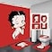 Frameless Betty Red Bathroom 4 Pieces Set Shower Curtain Toilet Lid Cover and Bath Mat NonSlip Rugs Durable and Waterproof for Bathroom Decor Set 72 x 72