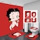 Frameless Betty Red Bathroom 4 Pieces Set Shower Curtain Toilet Lid Cover and Bath Mat NonSlip Rugs Durable and Waterproof for Bathroom Decor Set 72 x 72