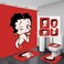 Frameless Betty Red Bathroom 4 Pieces Set Shower Curtain Toilet Lid Cover and Bath Mat NonSlip Rugs Durable and Waterproof for Bathroom Decor Set 72 x 72
