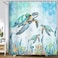 MERCHR Sea Turtle Shower Curtain Coastal Beach Decoration Nautical Shower Curtains for Bathroom Blue Ocean Teal Fabric Bath Curtains Set with 12 Hooks 71x71 Inches