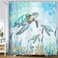 MERCHR Sea Turtle Shower Curtain Coastal Beach Decoration Nautical Shower Curtains for Bathroom Blue Ocean Teal Fabric Bath Curtains Set with 12 Hooks 71x71 Inches