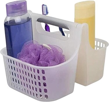 JOEY'Z 2Compartment Soft Grip Plastic Shower Caddy Organizer With Handle Shower Caddy Dorm Bathroom Caddy For Shower Basket Small Shower Caddy Portable Shower CaddyDorm Shower Caddy Plastic Bath Caddy