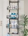 Consumest Over The Door Shower Caddy 4 Tier Adjustable Hanging Shower Organizer Shelf with 2 Soap Holders 22 Hooks Rustproof Easy Installation Hanging Storage Rack for Bathroom Black