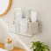 Poeland Wall Mount Storage Organizer Clear Storage Box Holder Basket with 3 Compartments No Drilling Hang WallsDoors for Kitchen Cabinet Bathroom Bedroom Office