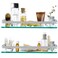 Sanbege Tempered Glass Bathroom Shelf with Rail 15 x 45 Rectangular Shower Caddy Wall Mount Floating Shampoo Holder for Lavatory Kitchen Living Room