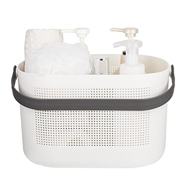 UUJOLY Plastic Storage Baskets with Handles Shower Caddy Shelf Organizers Basket for Bathroom Kitchen Dorm Room Grey