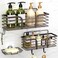 Yougai Shower Caddy Shower Organizer with Soap Holder and Hooks Rustproof Shower Shelves No Drilling Bathroom Organizers and Storage WallMounted Kitchen Home Decor Brown