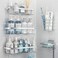 Liuoud 5 Pack Shower Caddy Organizer Rack Shelf for Inside Shower Self Adhesive Bathroom Wall Storage Basket Rustproof Stainless Steel Large Capacity Shampoo Holder Silver